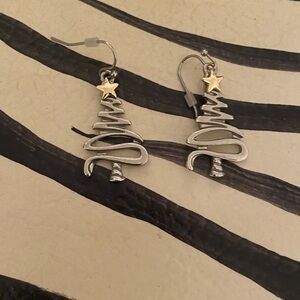 Silver and Gold Christmas Tree Earrings